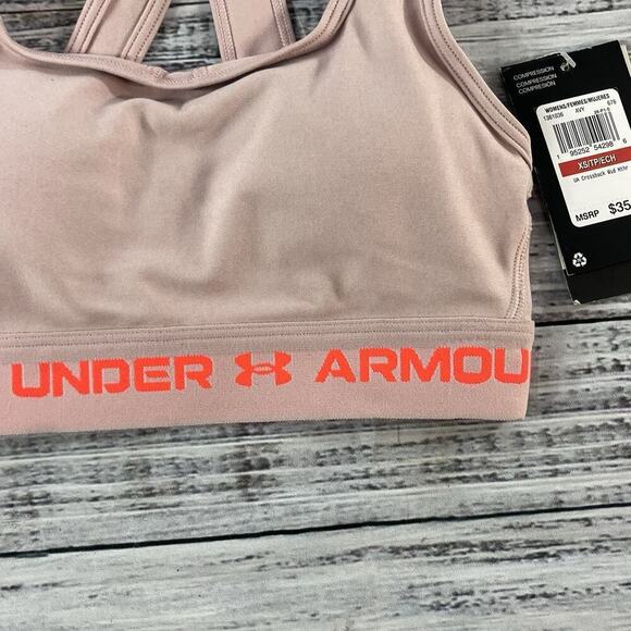 Under Armour Sports Bra size Extra Small Pink Compression Crossback Fitness - Picture 4 of 7
